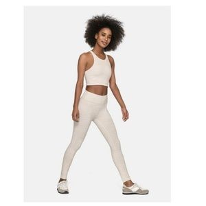 Outdoor Voices TechSweat Flex Crop Leggings and Crop Top Set in White Sand